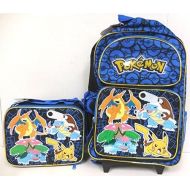 Pokemon Pikachu Large Rolling Backpack and Lunchbox Set - Wheeled Roller Backpack with Insulated Lunch Bag Set