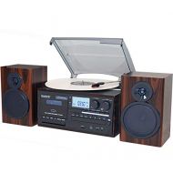 Boytone BT-28MB, Bluetooth Classic Style Record Player Turntable with AM/FM Radio, CD / Cassette Player, 2 Separate Stereo Speakers, Record from Vinyl, Radio, and Cassette to MP3,