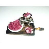 Donlane Meat grinder, the meat on the board, meat. Dollhouse miniature 1:12