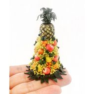 Donlane Fruit composition of pineapple, grapes and other fruits. Dollhouse miniature 1:12