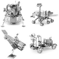 Fascinations Set of 4 Metal Earth 3D Laser Cut Models: Hubble Telescope - Apollo Lunar Rover - Apollo Lunar Module - Mars Rover