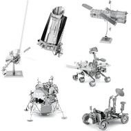 Fascinations Metal Earth Space 3D Metal Model Kits -Hubble Telescope - Apollo Lunar Rover - Apollo Lunar Module - Mars Rover - Kepler Spacecraft - Voyager - Set of 6