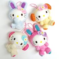 Sanrio Hello Kitty Sheep and Rabbit Costume Plushies Hanging Dolls - Assorted Colors 4pc Set