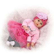 NPKDOLL Reborn Baby Doll Soft Simulation Silicone Vinyl 22inch 55cm Lifelike Vivid Toy Boy Girl White Love Pink Dress
