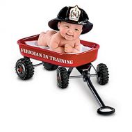 The Ashton-Drake Galleries Cheryl Hill Fireman In Training Realistic Miniature Baby Boy Doll In Red Wagon