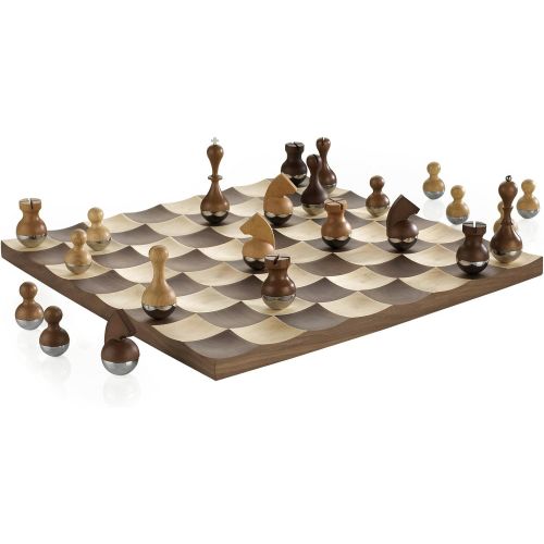  Umbra Buddy Chess Set For Kids & Adults  Modern Original Chessboard Game Made of Metal With Nickel & Titanium Finish  Measures 13 x 13 by 1 ½ Inch (33 x 33 x 3.8 cm) - Velvet Bot
