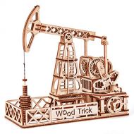 Wood Trick Oil Derrick Rig Toy - Oil Pump Jack Mechanical Model to Build - 3D Wooden Puzzle, Assembly Toys - STEM Toys for Boys and Girls