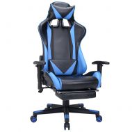 Zenith High Back PU Leather Swivel Gaming Chair with Adjustable Armrest Lumbar Support Headrest Racing Office Chair (Blue Plus)